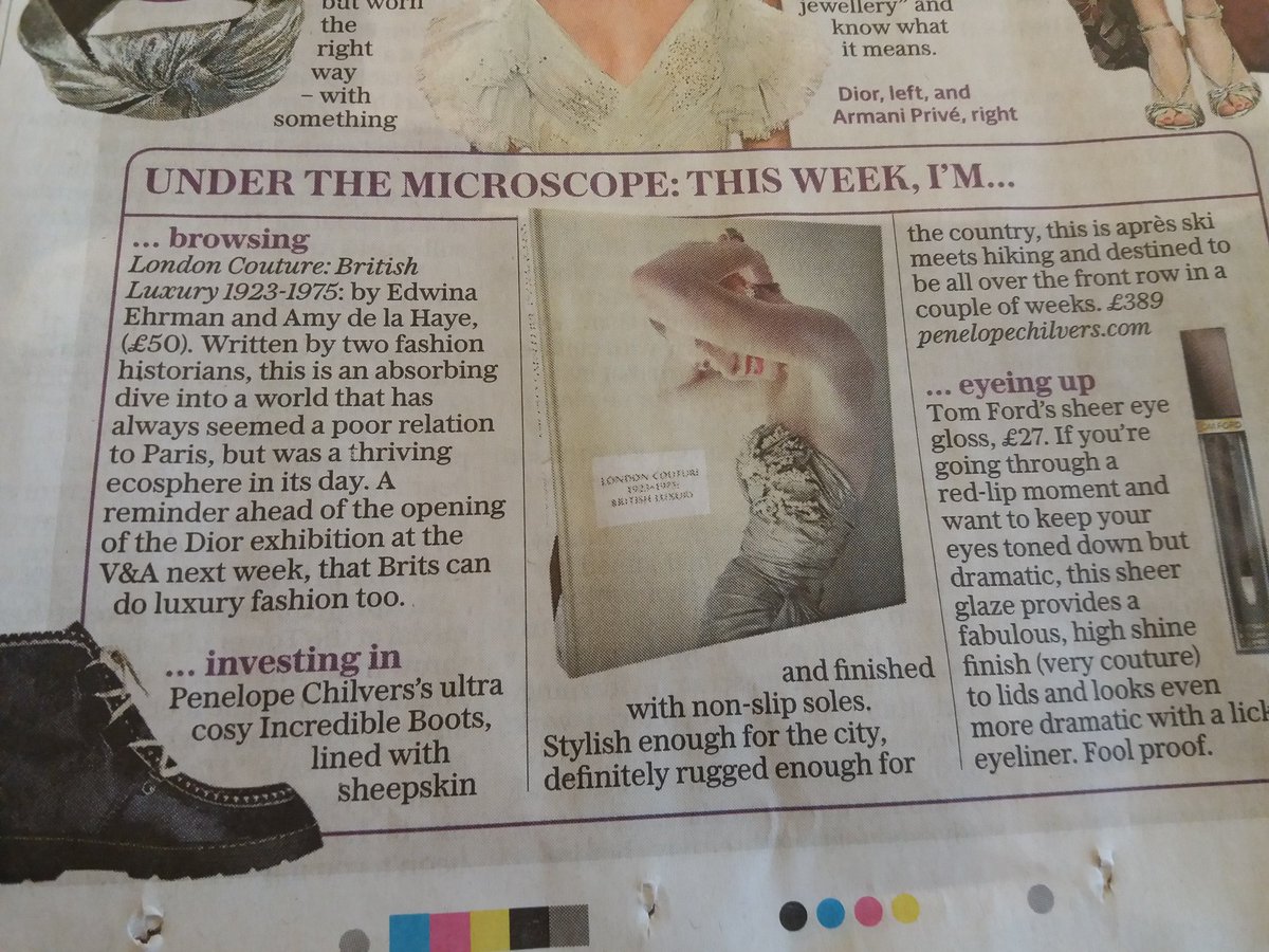 Thanks @LisaDoesFashion for including our London Couture book in today's @Telegraph ahead of #Dior @V_and_A written by 22 fashion historians. Hurrah for #BritishCouture