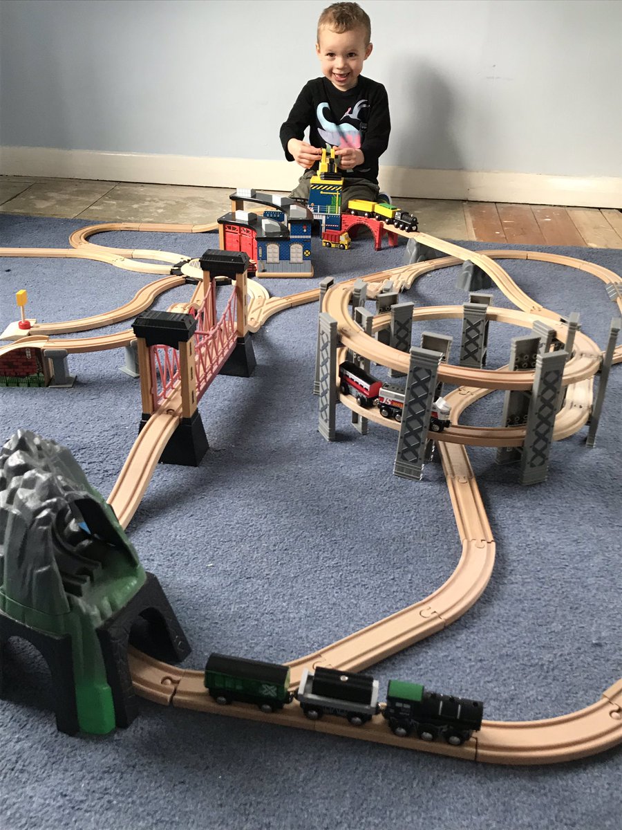 Someone’s happy playing with his trains! That’s right, yes it’s me! We’ve used every piece - love it! #notjustforkids