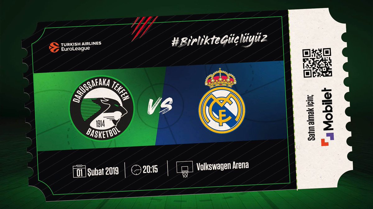 İstanbul'da oynayacağımız sıradaki maçta bir başka İspanyol temsilcisi Real Madrid ile karşılaşıyoruz. Biletler Mobilet.com'da satışta.

#BirlikteGüçlüyüz 💪
#BizDaçkayız 💚🖤
#Darüşşafaka #RealMadrid #GameOn
#Euroleague