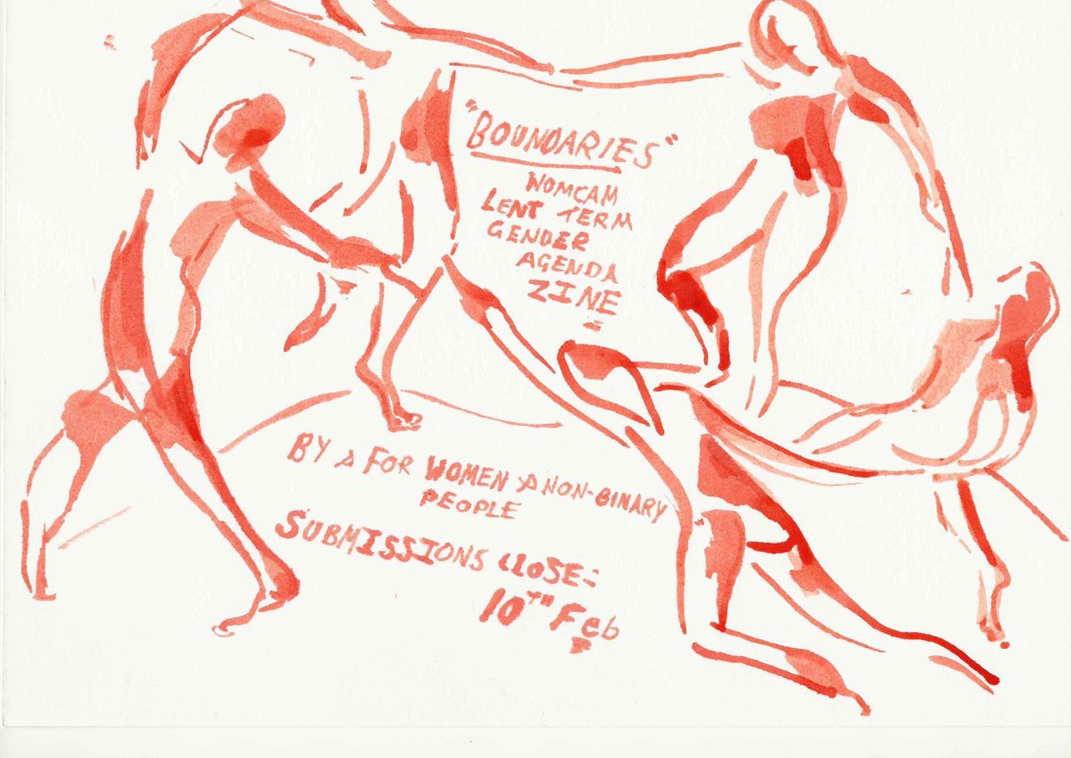 This term’s theme for the WomCam zine, Gender Agenda, is ✨boundaries✨From poetry to finger paintings, from drawings to prose, send in your submissions to Kitya Mark or genderagenda@cusu.cam.ac.uk !! Submissions close: 10th Feb !! #womcam #cusuwomen #boundaries 🌈🌈🌈