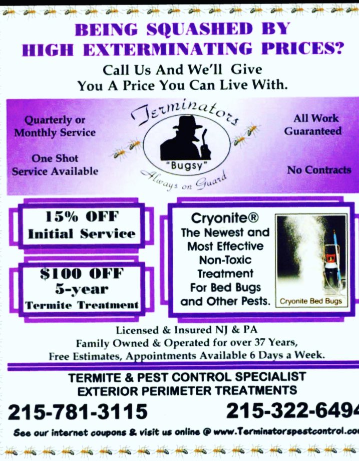 Termin8ors_Pest's tweet photo. Philadelphia &amp; South Jersey’s #1 go to company for pest control! Bug Off #pestcontrol #Philadelphia #southjersey #pestcontrolservice #pestmanagement #professional #familyownedbusiness #callnow #rodents #bedbugs #termites #terminators https://t.co/erTnmPGFVK