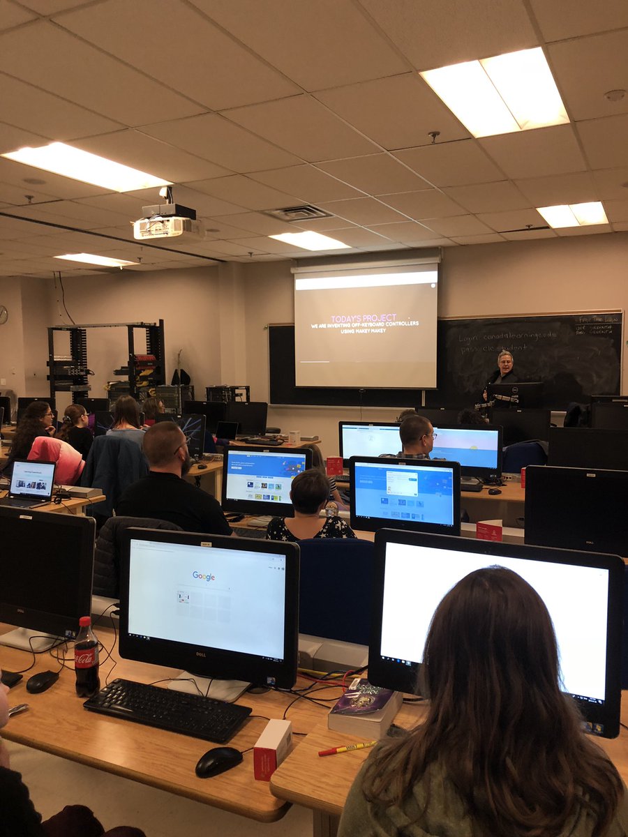 christinewhone's tweet image. #girlslearningcode @learningcode Gamemaking with #Scratch and #MakeyMakey happening at @georgiancollege! We’re super pumped for the games!