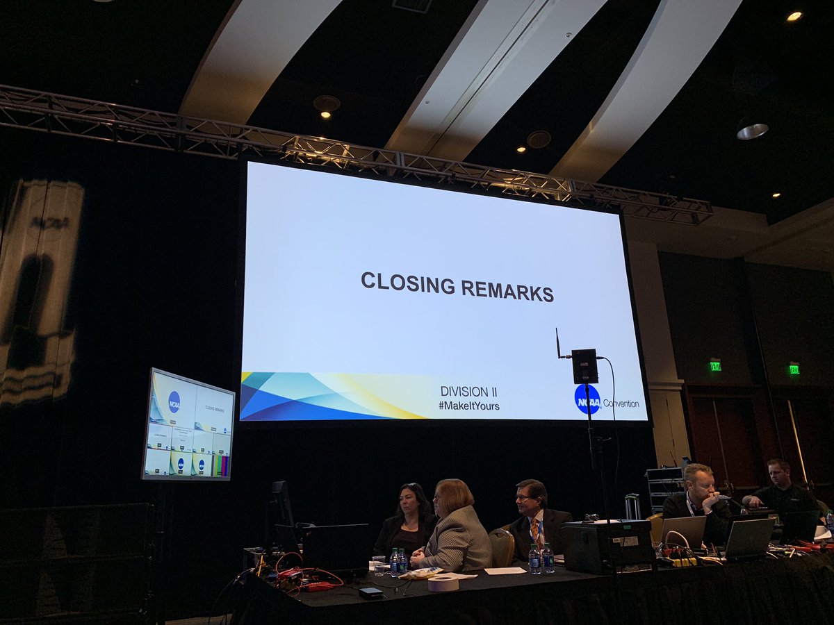 D2SAAC's tweet photo. 2019-4: Passed
2019-5: Passed 
2019-6: Passed
2019-7: Passed
2019-8: Passed
2019-9: Passed  

That concludes the 2019 NCAA Business Session. #MakeItYours https://t.co/V0u7PXuUJ4