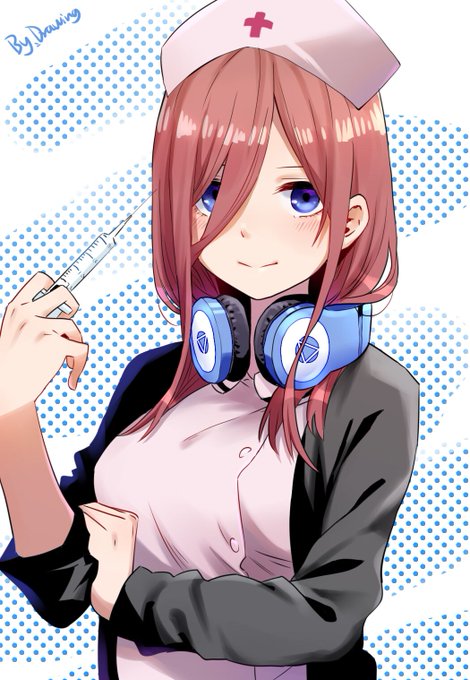 Dr.饅頭さんがTwitterに投稿した中野三玖(五等分の花嫁)のイラスト。