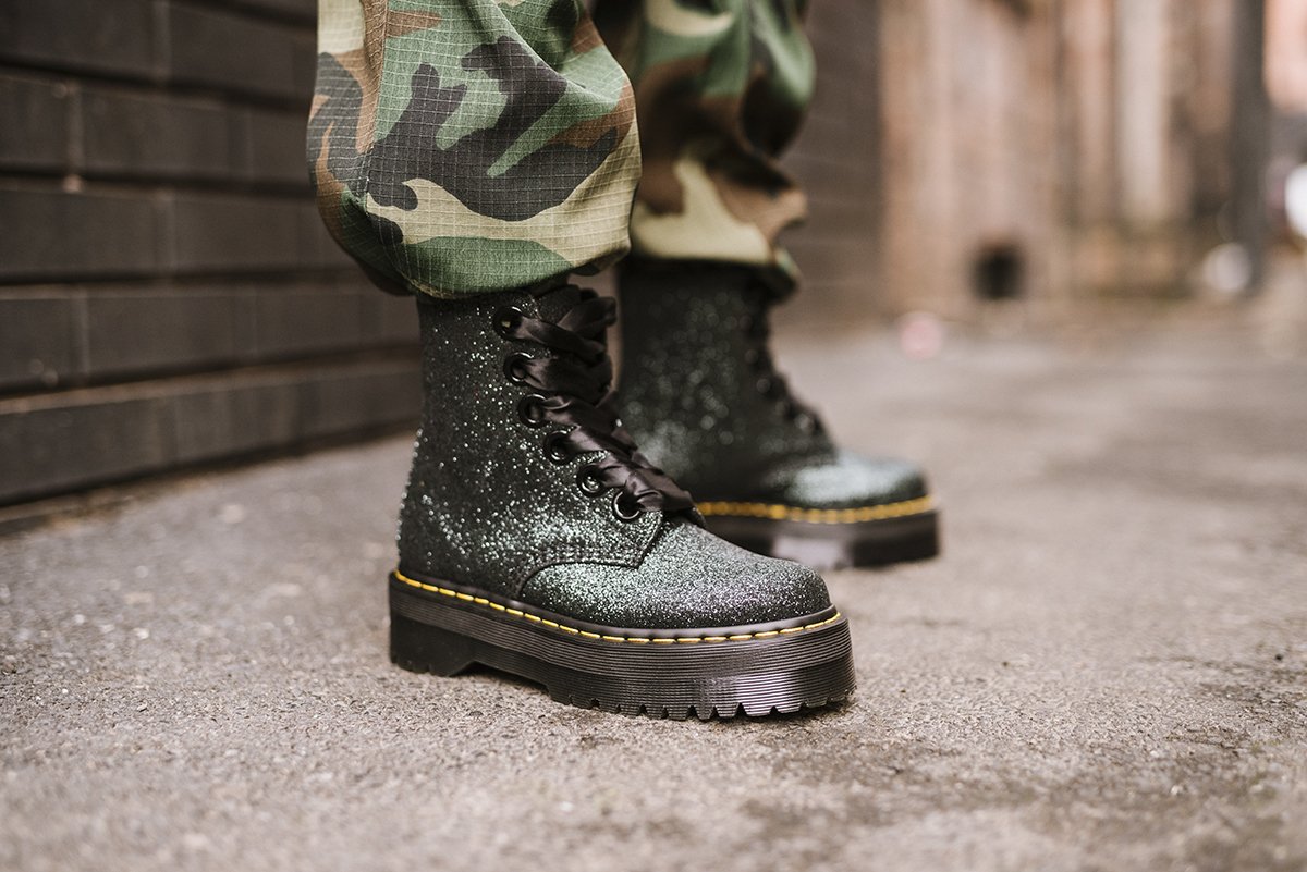 green glitter doc martens