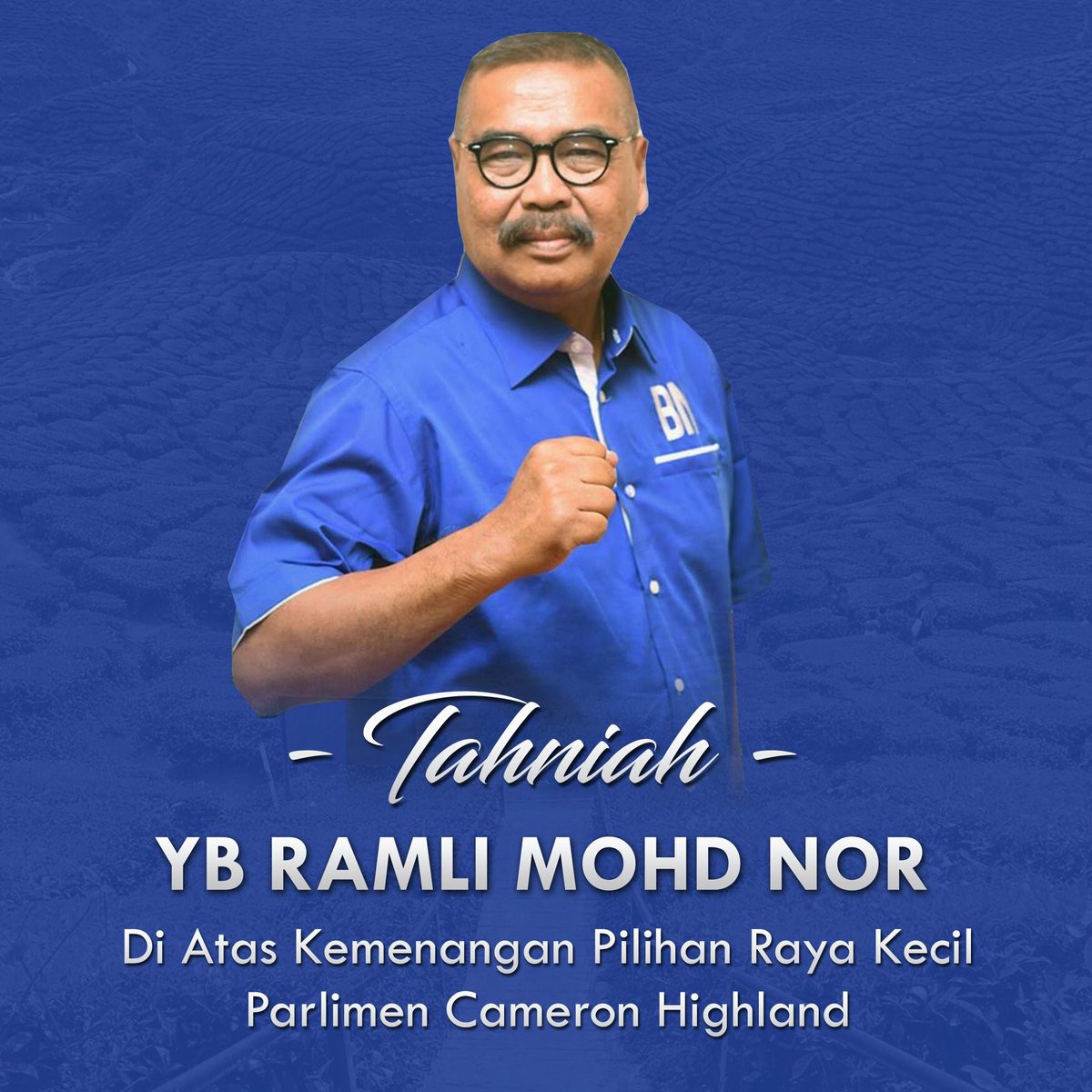 thinalan's tweet photo. Tahniah YB Ramli Mohd Nor ! Pasti kemenangan ini menjadi pembakar semangat kepada @barisanasional bagi tahun 2019 !!#PRKCameronHighland https://t.co/JYEUtLzNdJ