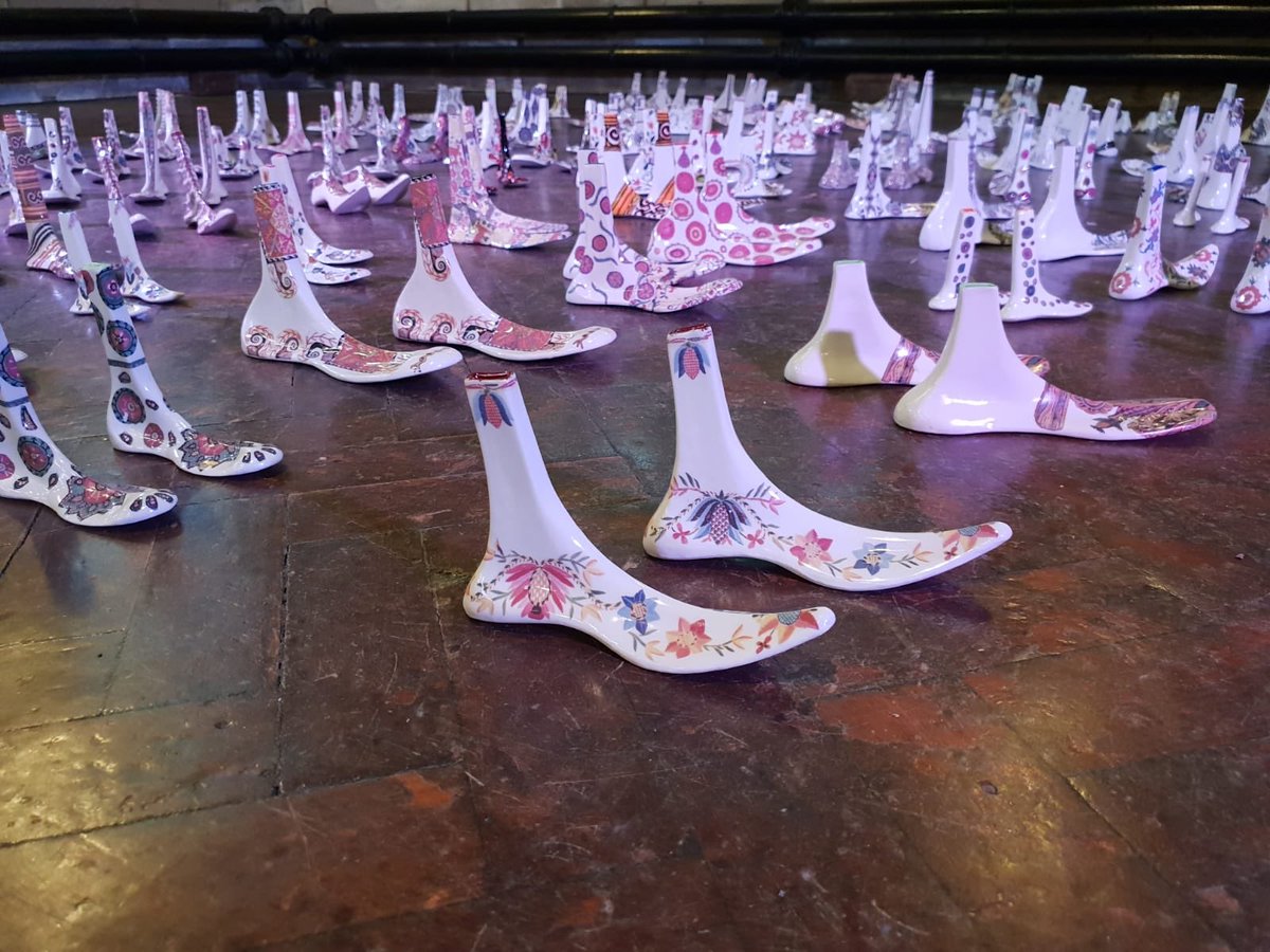 visitBradford's tweet photo. 100 pairs of slip cast porcelain feet - Eva Mileusnic: Counter-Flow @Bfdcathedral #Bradford https://t.co/4kIan5oPSM