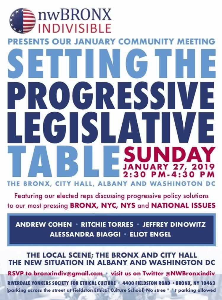 SenatorBiaggi's tweet photo. 📆Tomorrow — join me and other elected officials at @NWBronxIndiv for “Setting The Progressive Legislative Table.” Sunday, January 27 from 2:30 to 4:30 at the Riverdale Yonkers Society for Ethical Culture. https://t.co/A8T17YShDa