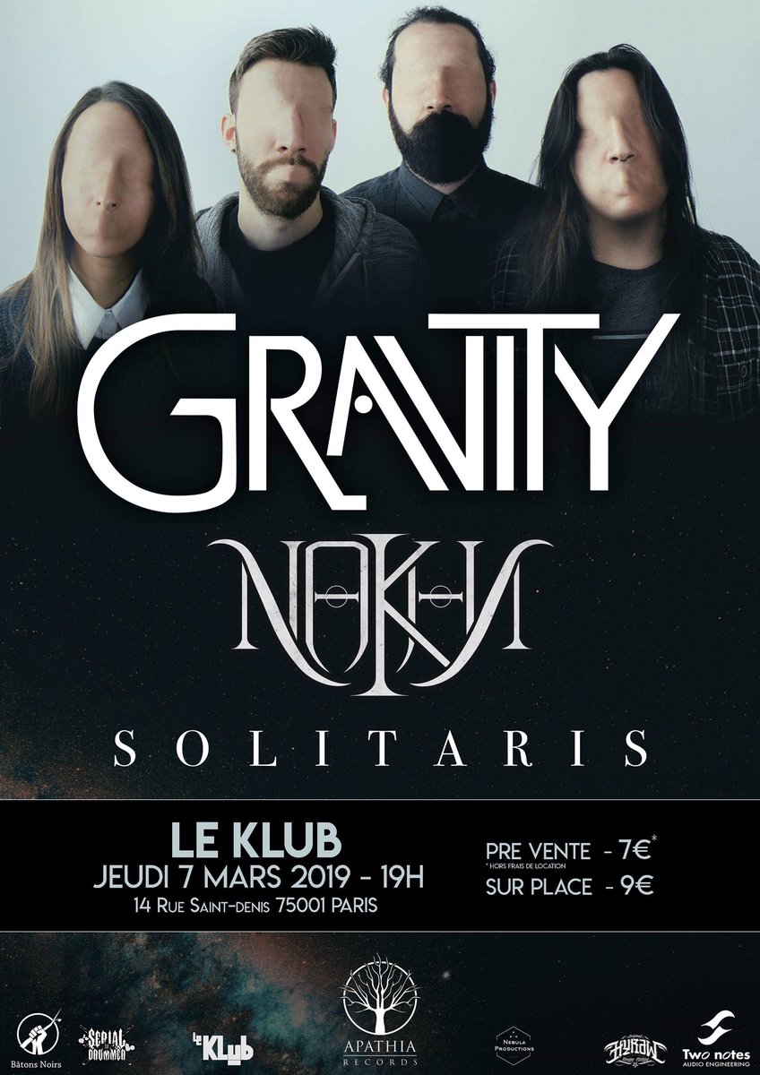 Nebula_Prods's tweet photo. 💥 ANNONCE 💥
Quelques jours avant la fin de l'hiver, les Montpelliérains de @gravitymetal viendront réchauffer la capitale !
La soirée débutera avec les géniaux @thisisnakht et @Solitarismusic ! 🤘

📅 Event : https://t.co/g7Y3AkH188
🎫 Billetterie : https://t.co/WJA5bkapKa https://t.co/SY4VjMFVbN