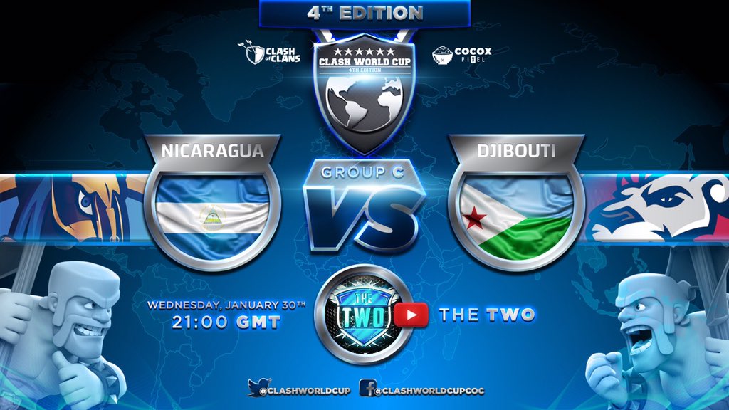 CwC Nicaragua Vs CwC Djibouti. 
A las 3 PM Hora Local . 👊🏻🙂
A apoyar a la selección 🙂 Viva Nicaragua! <a href="/ClashWorldCup/">Clash World Cup</a>