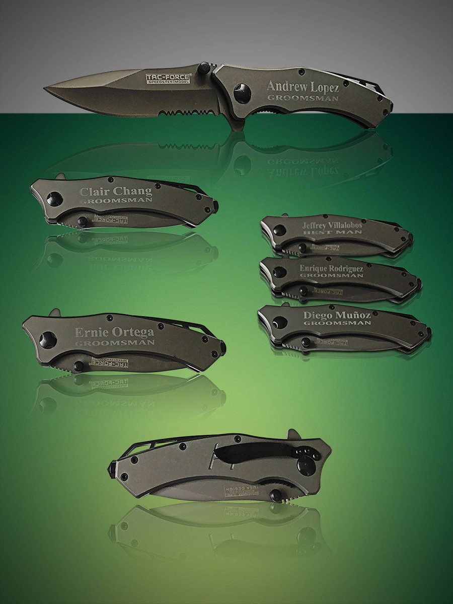WeddingWidget's tweet photo. 3 Personalized Knifes - 3 Custom engraved Gun Metal Grey Tactical knife - Titanium coated laser engraved gift - Birthday gift - Wedding gift https://t.co/S0YE0Q7Gnc #groomsmangift #weddinggift #groomsmengift #groomsmengifts #mensweddinggift #bestmangift https://t.co/xGAraVxzZr