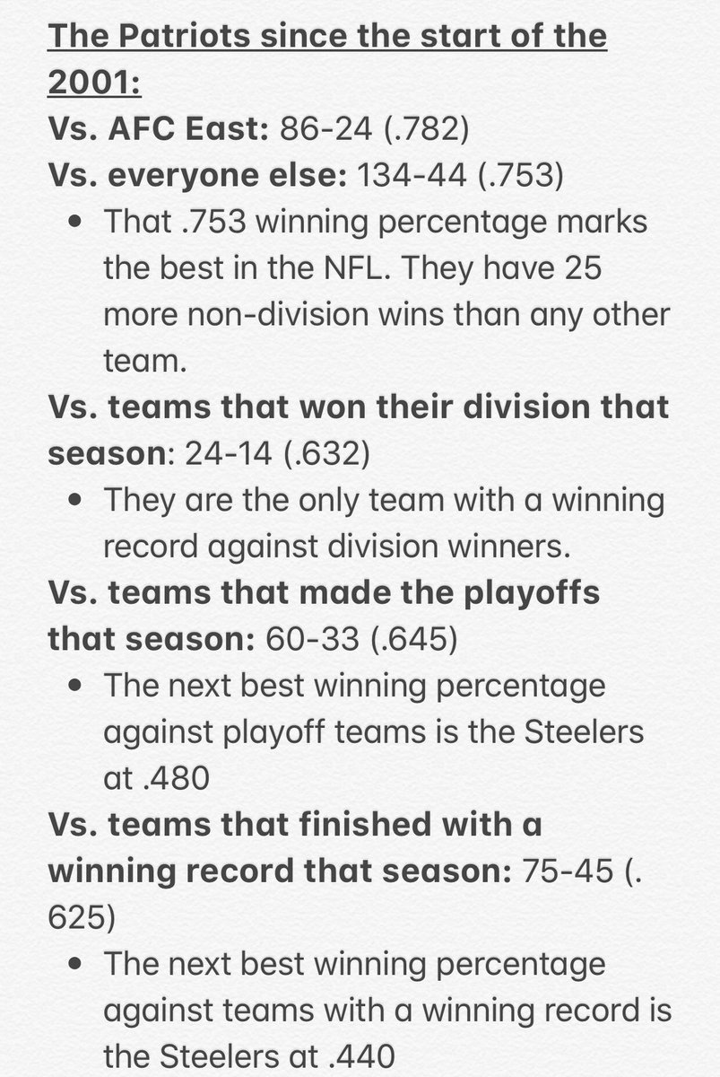 TheLastStat's tweet image. Love or Hate the Patriots these numbers are pretty remarkable #TrustTheProcess #Patriots #ProvenSystem