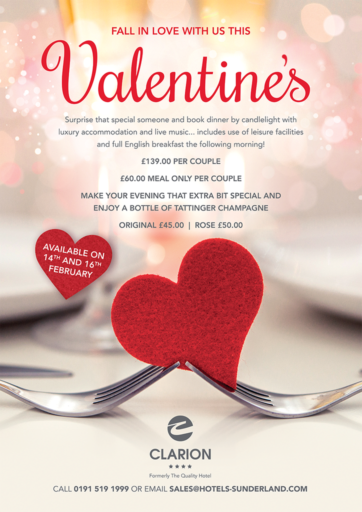 ClarionBoldon's tweet photo. 💕 #WIN a #FREE overnight stay for two this #ValentinesDay! Simply LIKE &amp; RT to enter a #competition for an overnight stay after our #Valentines Day party + use of our leisure facilities &amp; breakfast! 
We'll announce the winner on 4 Feb. Ring 0191 519 1999 to book! 
#giveaway https://t.co/ZlRSDkGph3