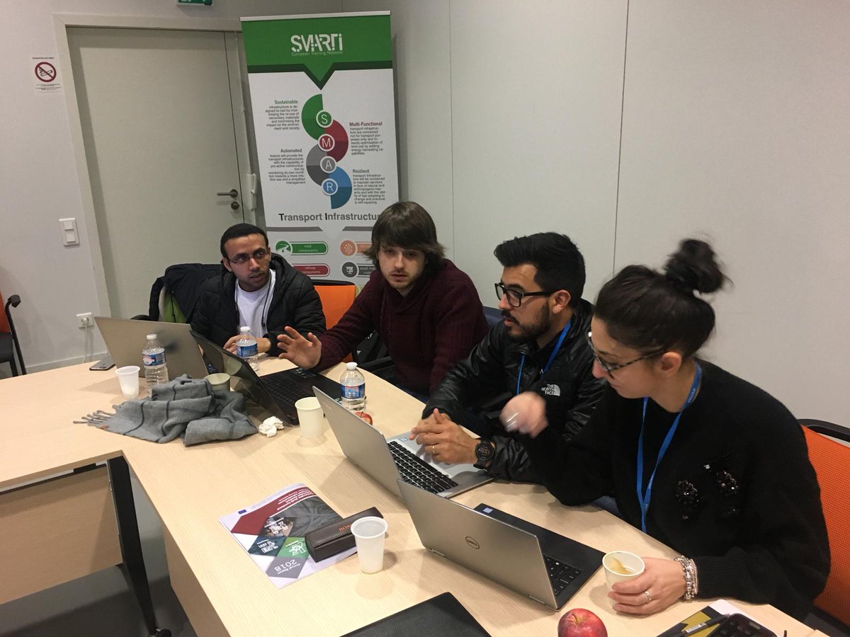 smartietn's tweet photo. @smartietn fellows participated in #Infrahackathon, innovative training for ESRs in which they have to come up with a multifunctional solution for a specific #traffic congestion problem in France. #h2020 #smartietn #smartinfrastructure #msca @Ifsttar #SustainableDevelopment https://t.co/r3yVsXA6xE