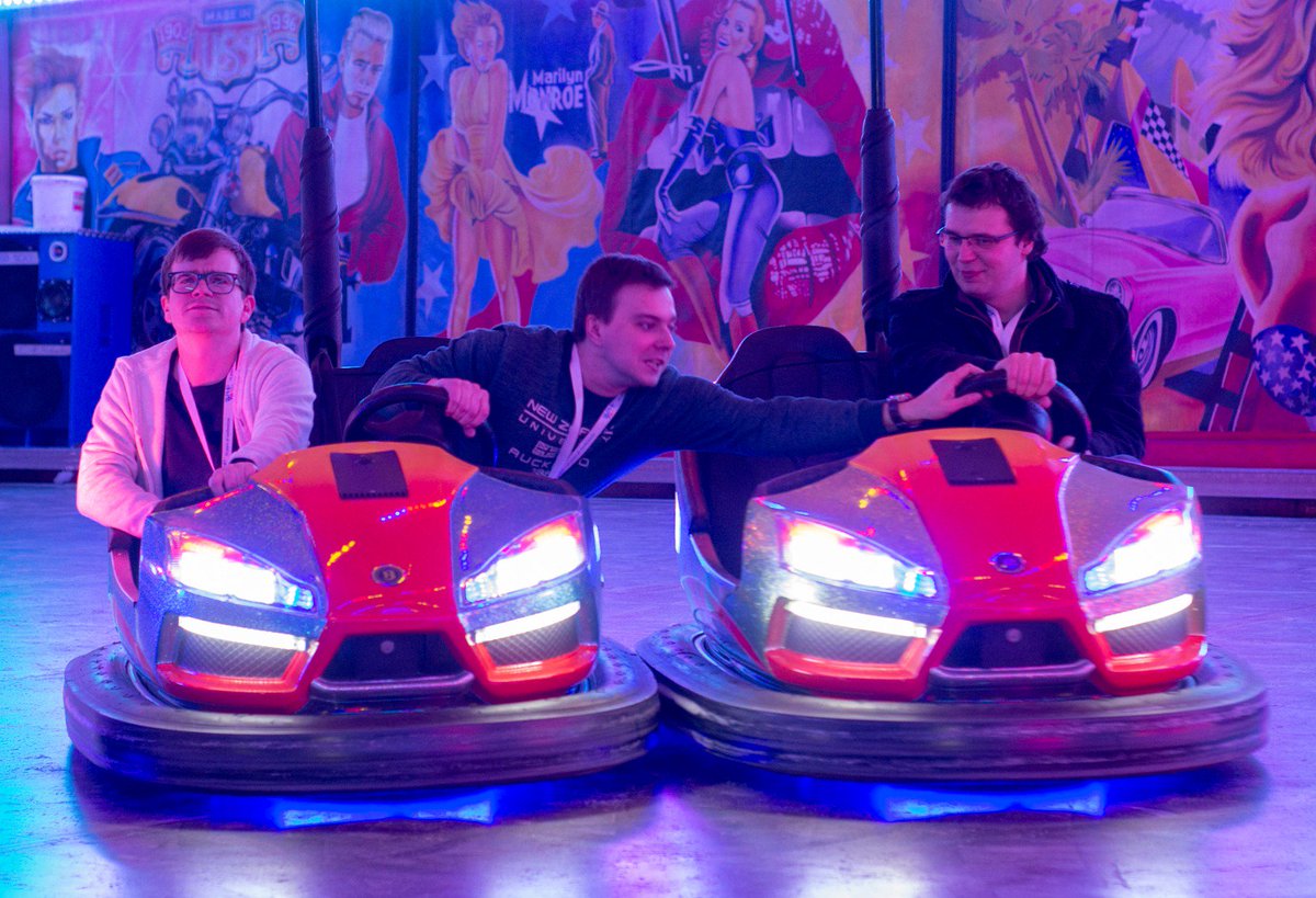 seldaek's tweet image. PHPBenelux round two of bumper cars tonight, here are a few shots from last night #phpbnl19