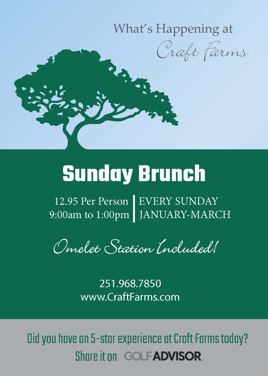 CraftFarms's tweet photo. Have you made your brunch plans for tomorrow yet??  Only $12.95 per person for an amazing spread! We'll also be serving up $3 Bloody Marys and $3 Mimosas! #babygotbrunch https://t.co/ZpiZMbZRFd
