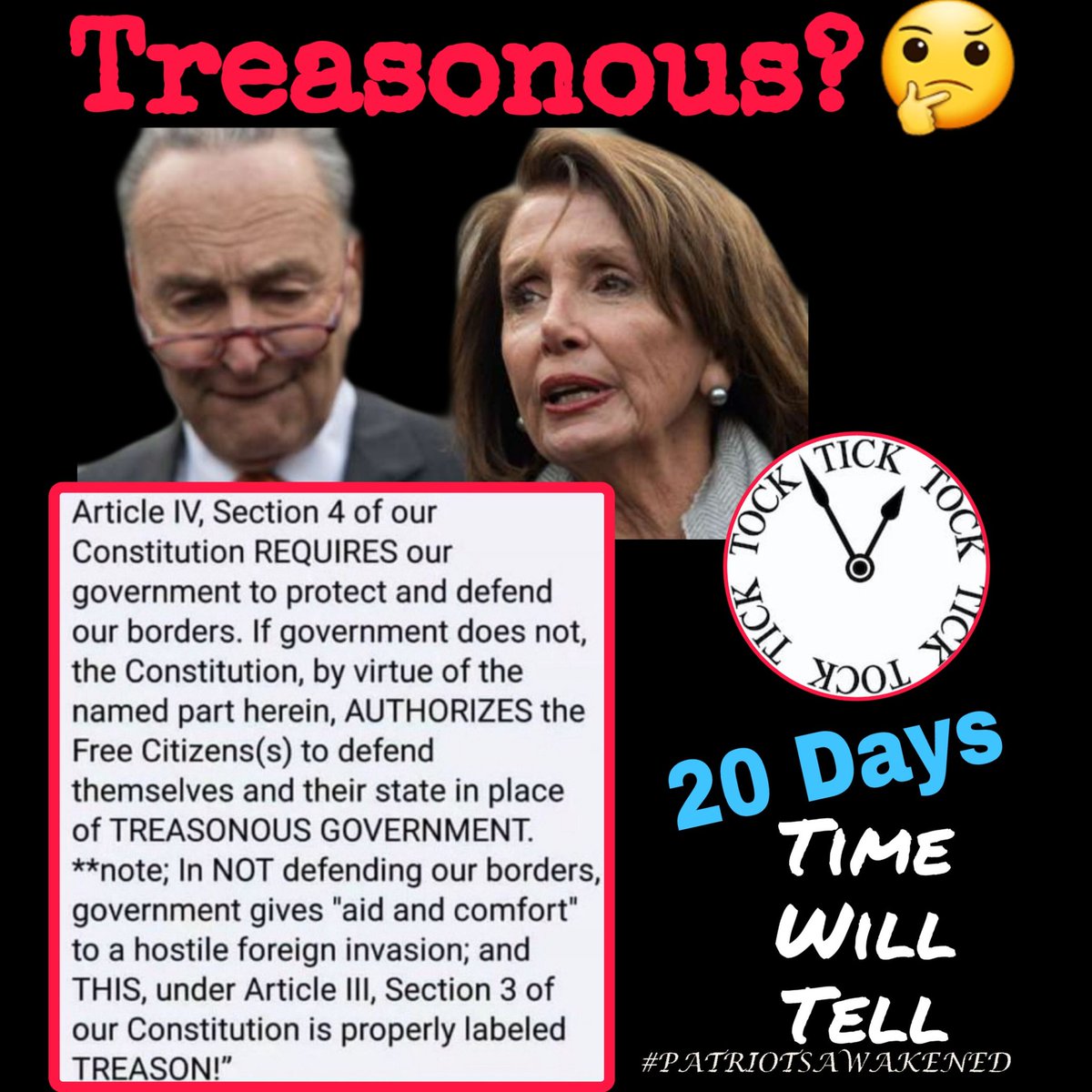 0ldManStoneZone's tweet image. #TickTockToFeb deadline &amp;amp; BOOM !!! 
#PresidentTrump has his alarm set for action on #BorderSecurityNow, if #Democrats will not #BuildTheWall. 
Time to protect America. 
#TrustTrump3Weeks
#BuildTheWallAndCrimeWillFall 
#SaturdayMorning 
#SaturdayThoughts 
#OldManStoneZone 🙏😎⛟🇺🇸