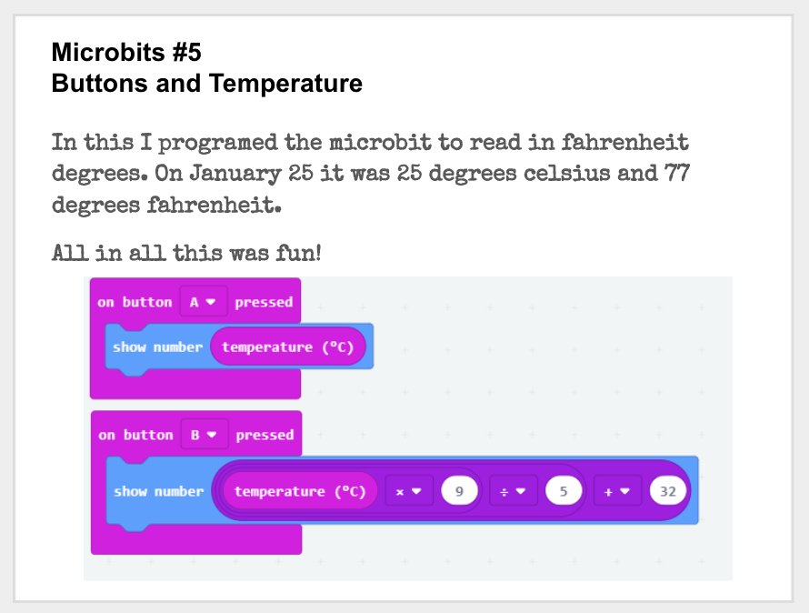 fs_compsci's tweet photo. Fowler Computer Science Students in Grades 6 to 8 are completing projects with the #microbit! They are learning to use buttons and the temperature sensor as well as how to convert Celsius to Fahrenheit! #MaynardLearns #FowlerLearns https://t.co/92KRcWGBl3