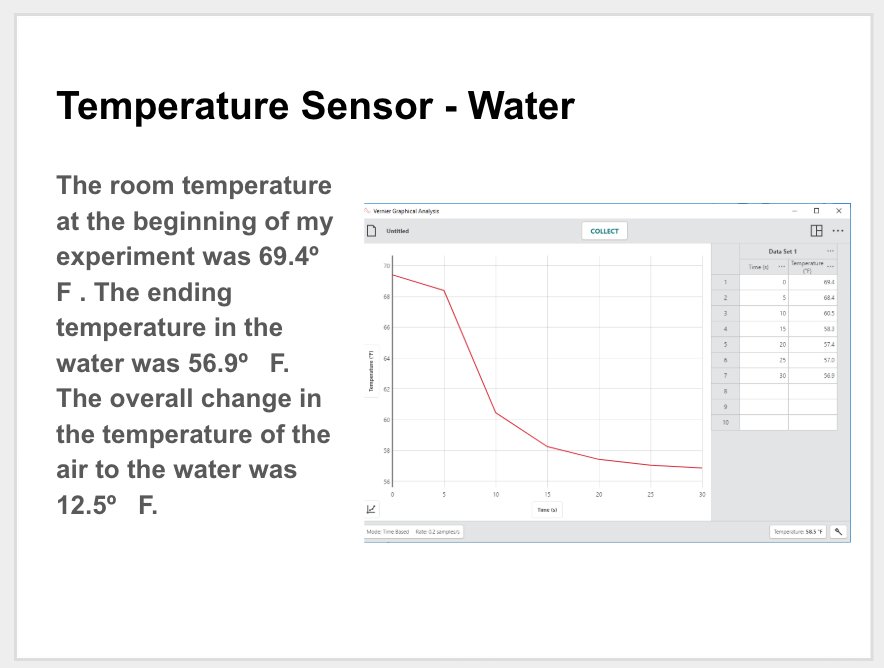 fs_compsci's tweet photo. Fowler Computer Science Students in Grades 6 to 8 are completing projects using Graphical Analysis and Temperature Probes from @VernierST! The images show the "lab report" that students complete in their portfolio using a graph and table! #MaynardLearns #FowlerLearns https://t.co/uNNRZgjnh7