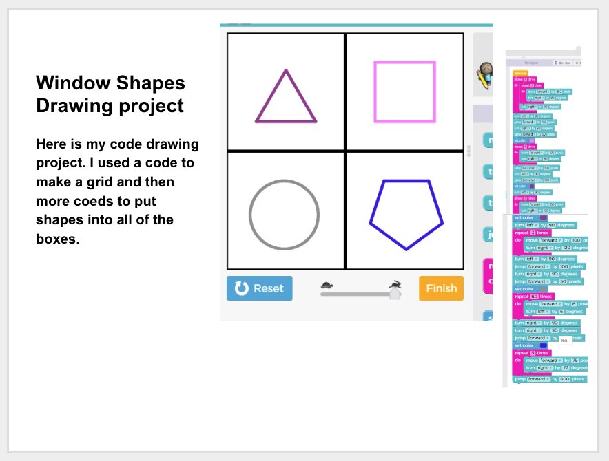 fs_compsci's tweet photo. Fowler Computer Science Students in Grades 6 to 8 are completing "art" projects using the "free draw" puzzles at @codeorg. This project involved drawing shapes in a window frame. Students had some guidelines, but the freedom to be creative! #MaynardLearns #FowlerLearns https://t.co/r1iqJl3Vl3