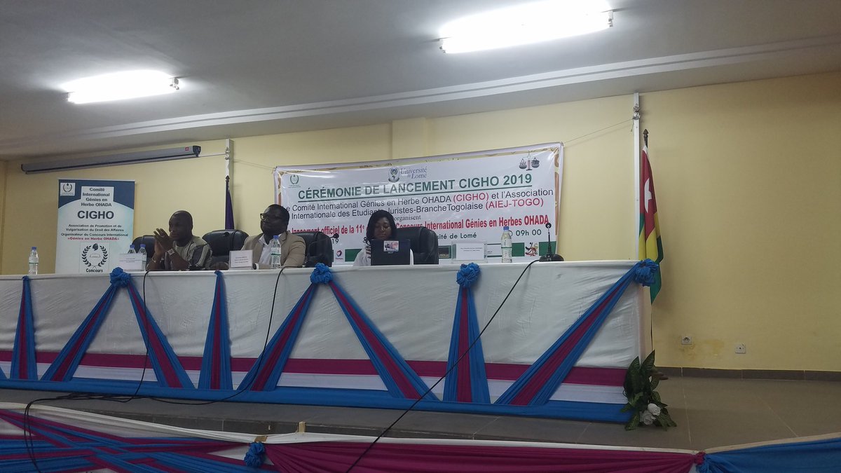 Ayewouadan's tweet image. C'est parti pour le Concours International Génies en Herbes #Ohada #Cigho2019 @aiej_togo @Lextenso_ed @TotalPress @mediacampus_ul @UniversitedeLom @AFPOP26