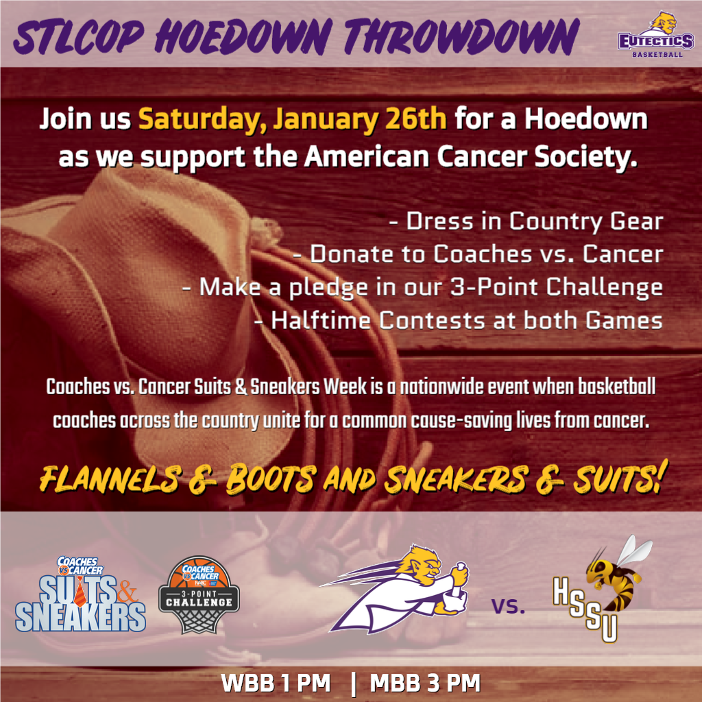 UHSPEutectics's tweet photo. Wear your country gear and join us for a Hoedown! Bring cash to support The American Cancer Society by making a pledge in our 3-point challenge and get a chance to participate in our half-time contests. #EutsBball #EutsAthletics #stlcop #givemore #stlcophoops  #HoedownThrowdown https://t.co/KSt01yBc6Y