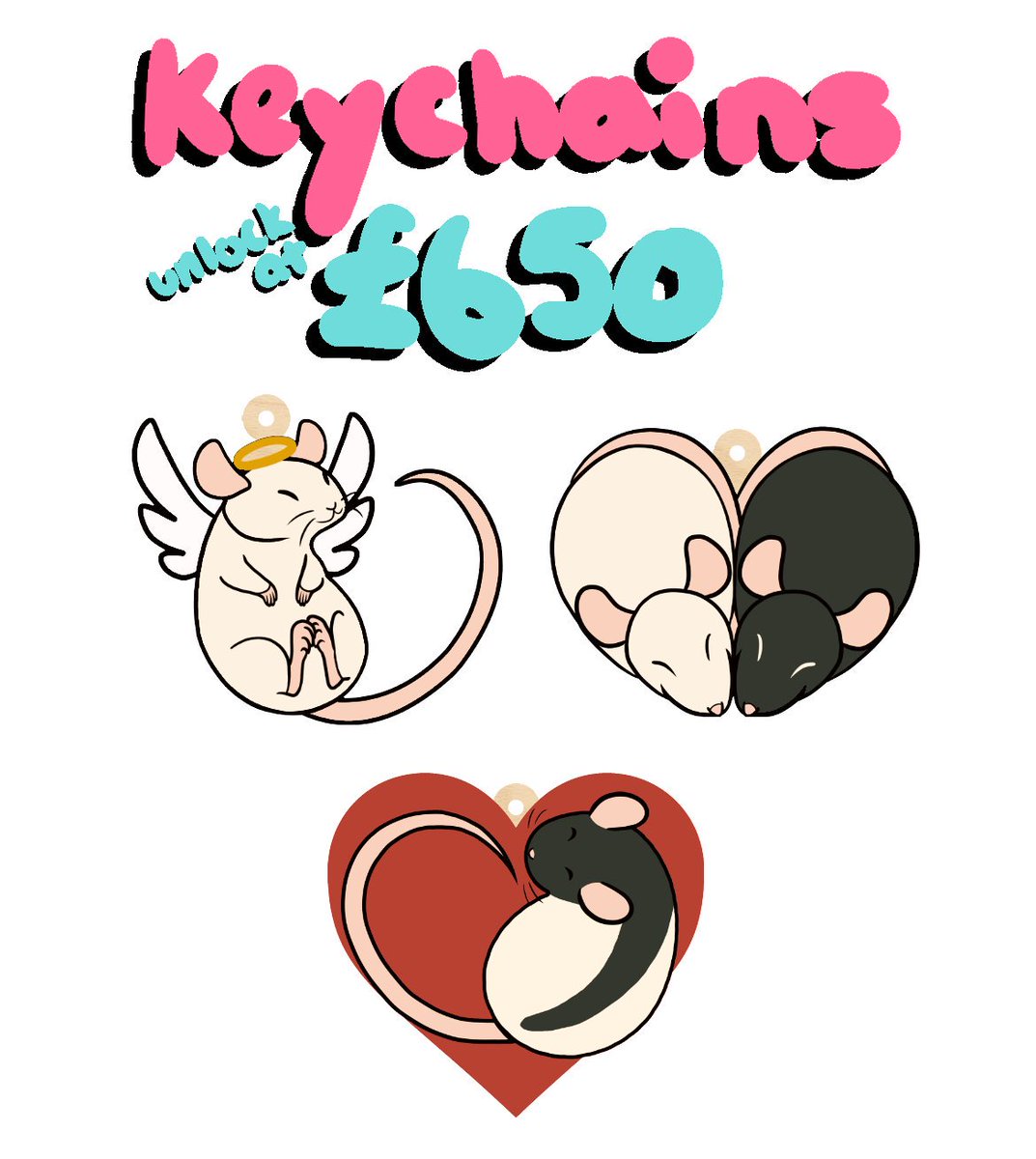 New stretch goals added to the kickstarter: free rat washi tape at £600 and free keychains at £650! kck.st/2Fqkka6