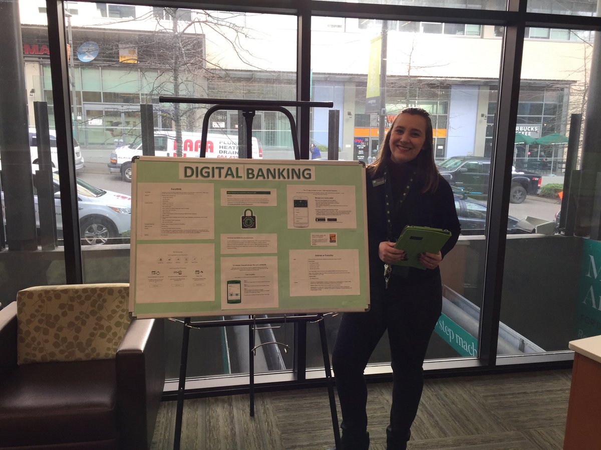 #DigitalbankingTD at TD Sapperton branch.  Come see us for in person demonstrations on all the ways you can bank via our online app! GurjivChahil_TD  CelinaJusta_TD