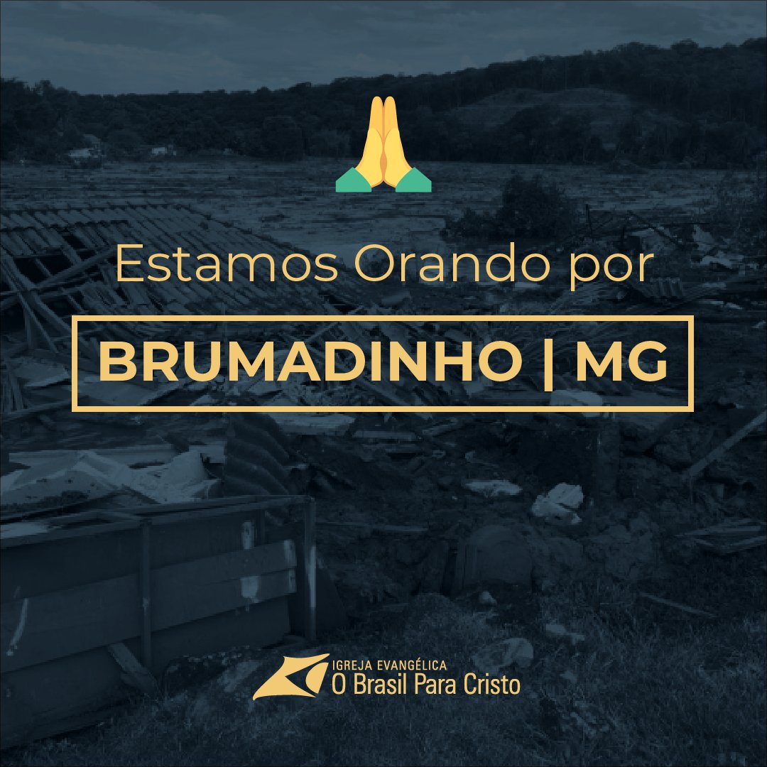 obpcrp's tweet photo. Estamos orando por Brumadinho MG, para Deus consolar e confortar a todos que foram atingidos por essa tragédia.
.....
#brumadinho #brumadinhomg #OBPCRP #obpc https://t.co/nHqhexblZG