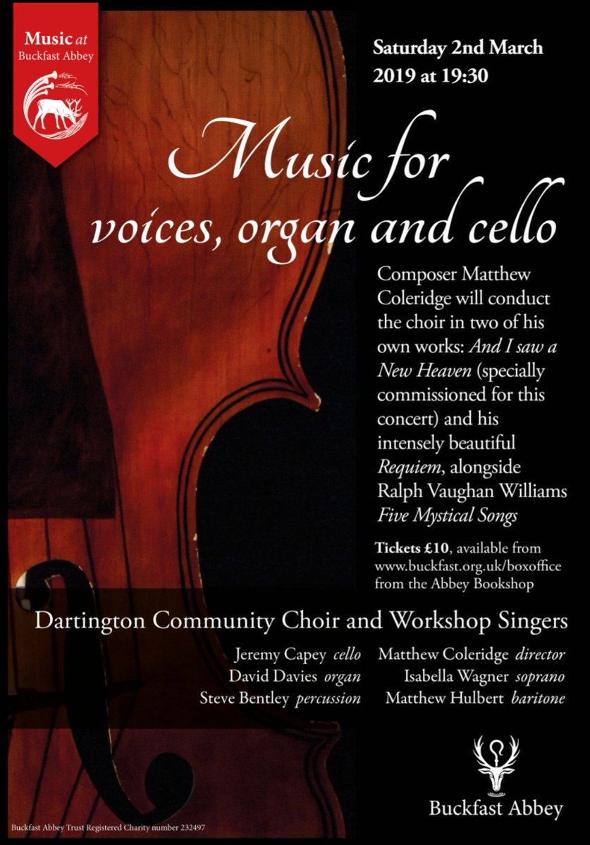 Some remaining  tickets for this wonderful day of music making. Going fast🎶🎵🎶
<a href="/SimonCapet/">Simon Capet</a>
@southdevonchoir
<a href="/DartingtonArts/">Dartington Arts</a>
@BuckfastNews
<a href="/Buckfast_Abbey/">Buckfast Abbey</a>
<a href="/Dartington/">Dartington</a>