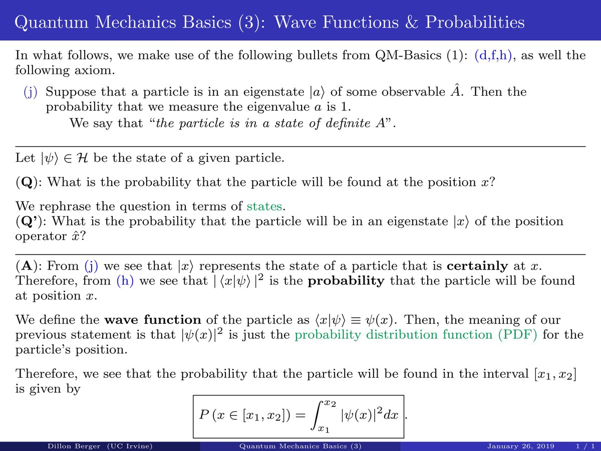 Berger Dillon Quantum Mechanics Basics 3 Wave Functions Probabilities