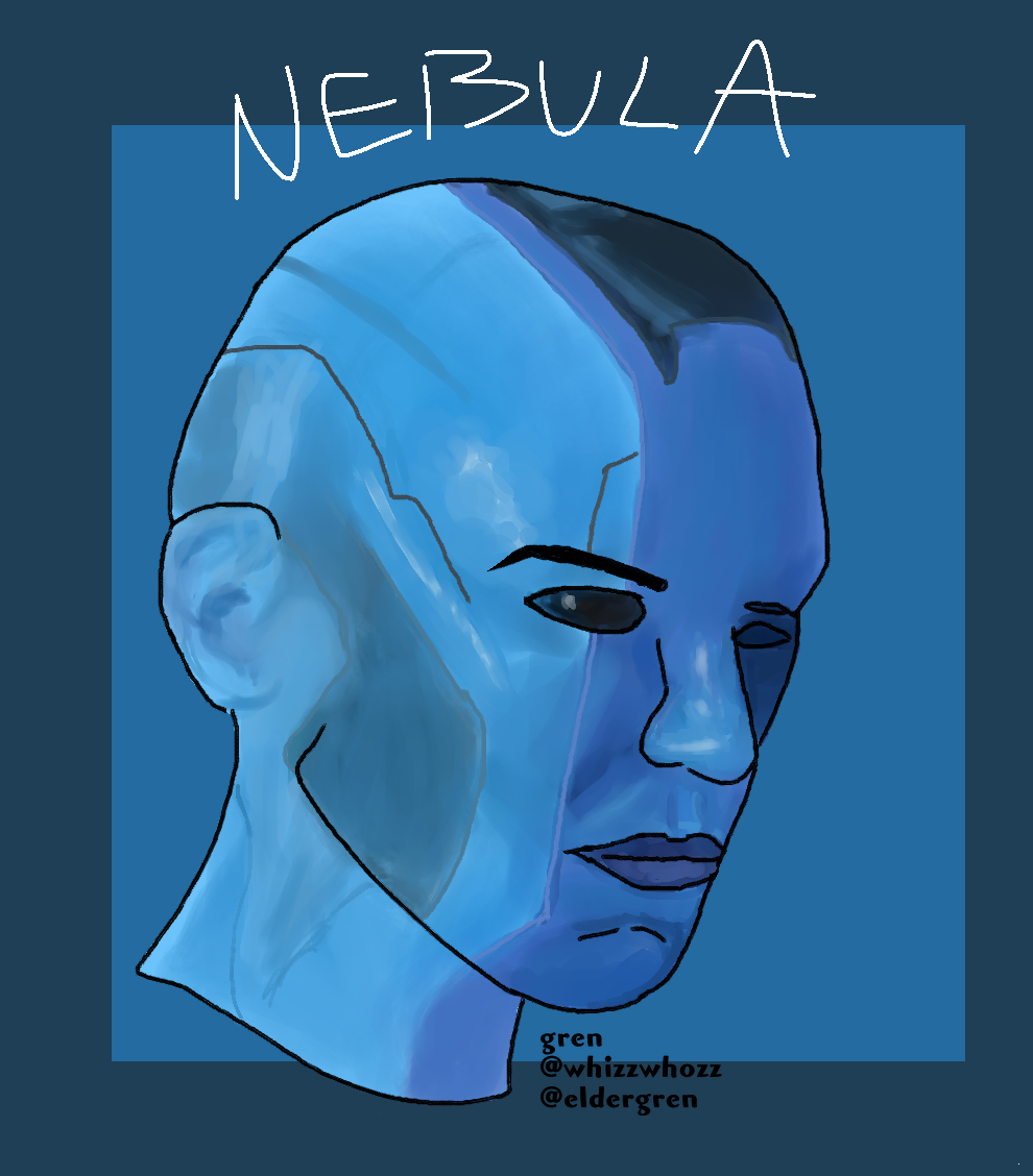 shortkingricky's tweet photo. i wanted to practice digital painting so i drew the special girl!!!! #nebula #marvel #guardainsofthegalaxy https://t.co/3seQlc8ofE