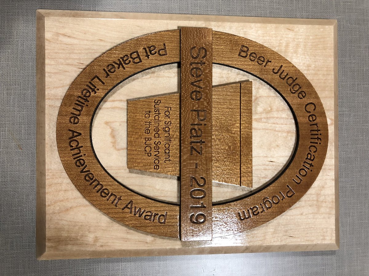 I just had the honor of presenting the highest service award of the <a href="/BJCP_Official/">BJCP</a> to <a href="/sjpiatz/">Steve Piatz</a> for his 20+ years of volunteer work. On behalf of the entire organization, thank you Steve.