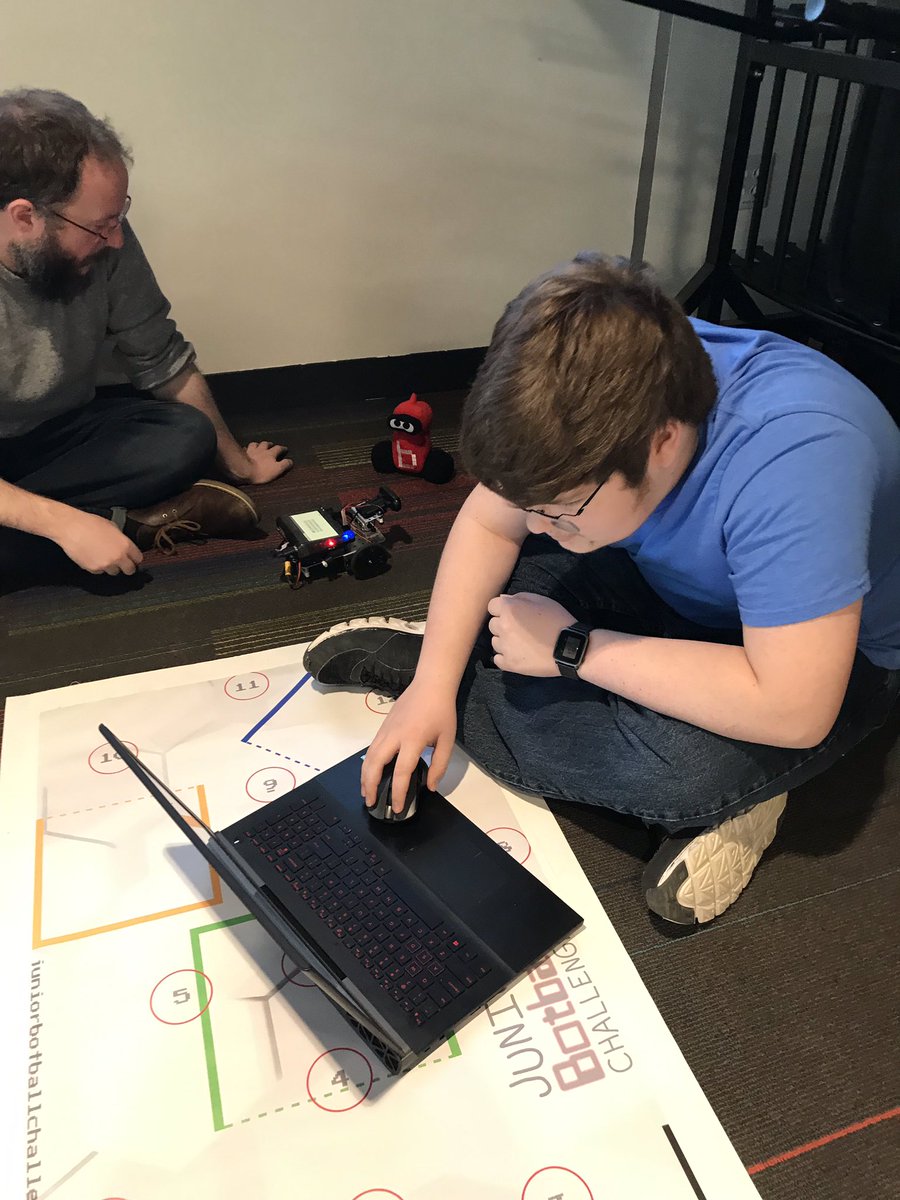 HavRobotics's tweet photo. Botball workshop day 2! Zack and Emily hard at work with their robots and  learning all that they can so we can crush it this year ;) #botball2019 #BotballNE https://t.co/yrwSHbEMFy