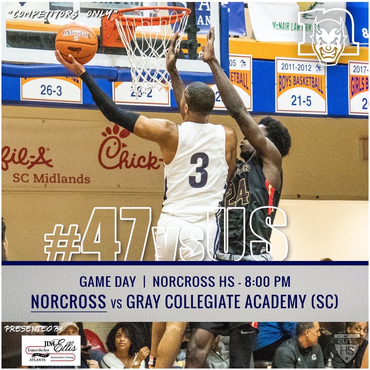 NorcrossHoops's tweet photo. Game Day vs Gray Collegiate (SC)
#PTCinv
Varsity Boys @ 8:00pm
#47vsUs https://t.co/QOOOY7T0oL