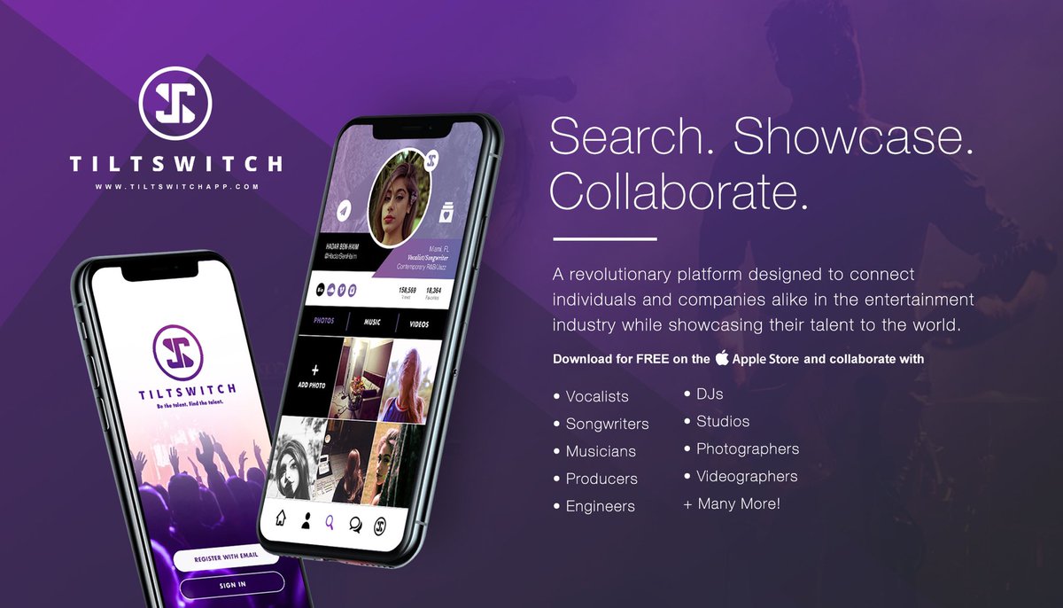 TheCreativity_'s tweet image. TiltSwitch is the new must have app! We have completely revolutionized the entertainment industry while continuously improving our platform. Looking to take your talents to the next level? Download @TiltSwitchapp  and find like minded individuals to collaborate with. 🎸