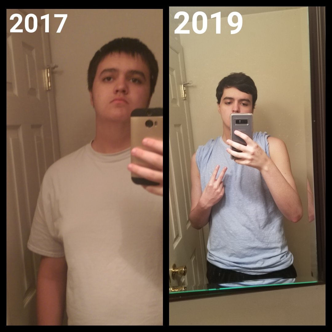 â€œThought it was time for a face reveal Left - 265 lbs Right