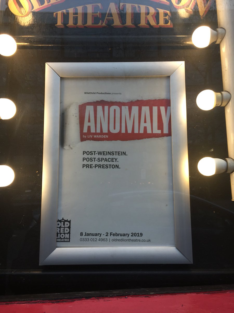 Had a great afternoon watching #Anomaly by @liviawarden at <a href="/ORLTheatre/">Old Red Lion Pub & Playhouse</a> with <a href="/LibertyJackson/">Liberty</a> and friends. Really gripping 3-hander about the impact of the #MeToo movement and how it’s changing society already. Well worth a watch.