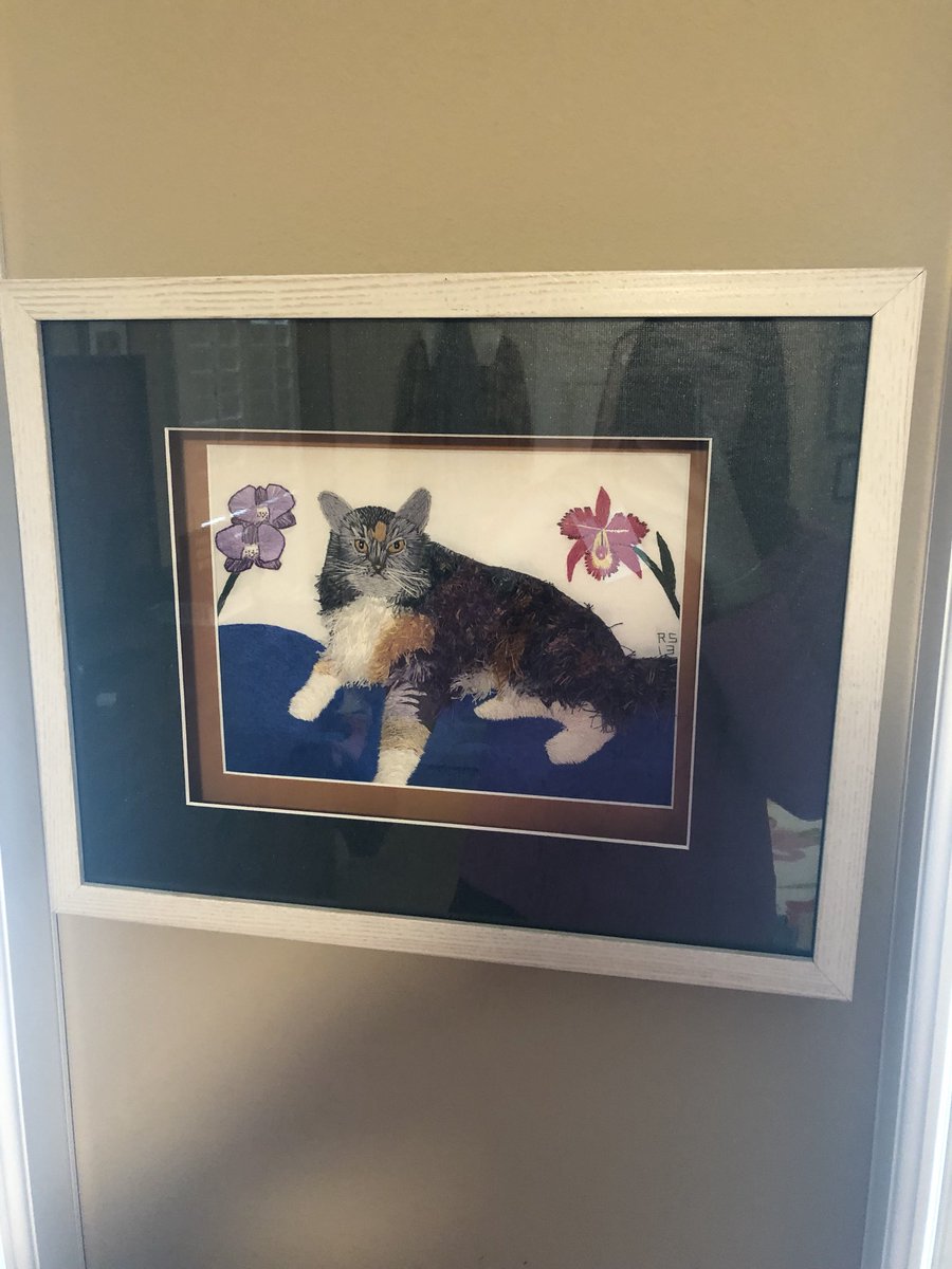 J_nSw_n's tweet photo. Some wholesome content for your Saturday - my grandpa needlepointed a portrait of his cat, &amp; he is so proud of it https://t.co/XQhKGjDCPH