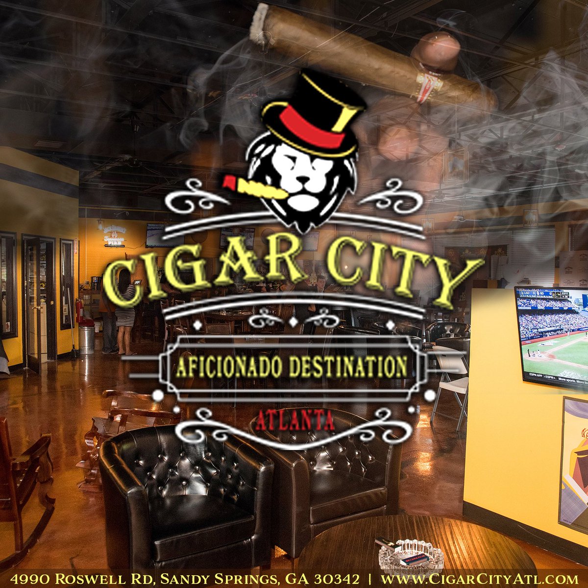 Cigar City Atl is your new favorite place for cigars, cocktails, food and more! | 4990 Roswell Rd, Sandy Springs, GA 30342
#CigarLounge #AtlParties #CigarCulture #AtlNightlife