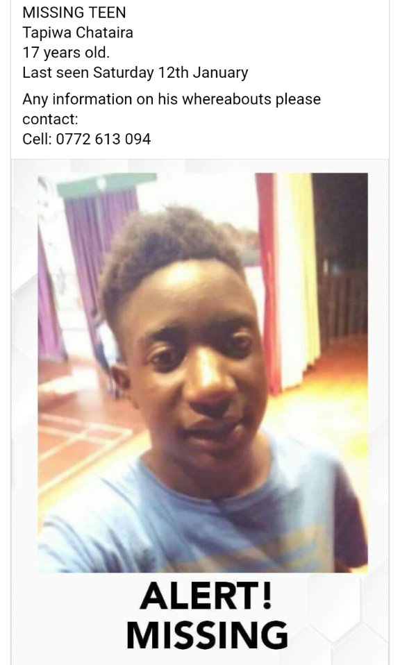 Oldschoolvalue1's tweet photo. Missing teen, please spread the word and retweet. Let's help him reunite with his family. @capitalkfm @StarfmZimbabwe @ZiFMStereo  @classic263  @powerfmzimbabwe    #Twimbos https://t.co/5yjB5NcwEG
