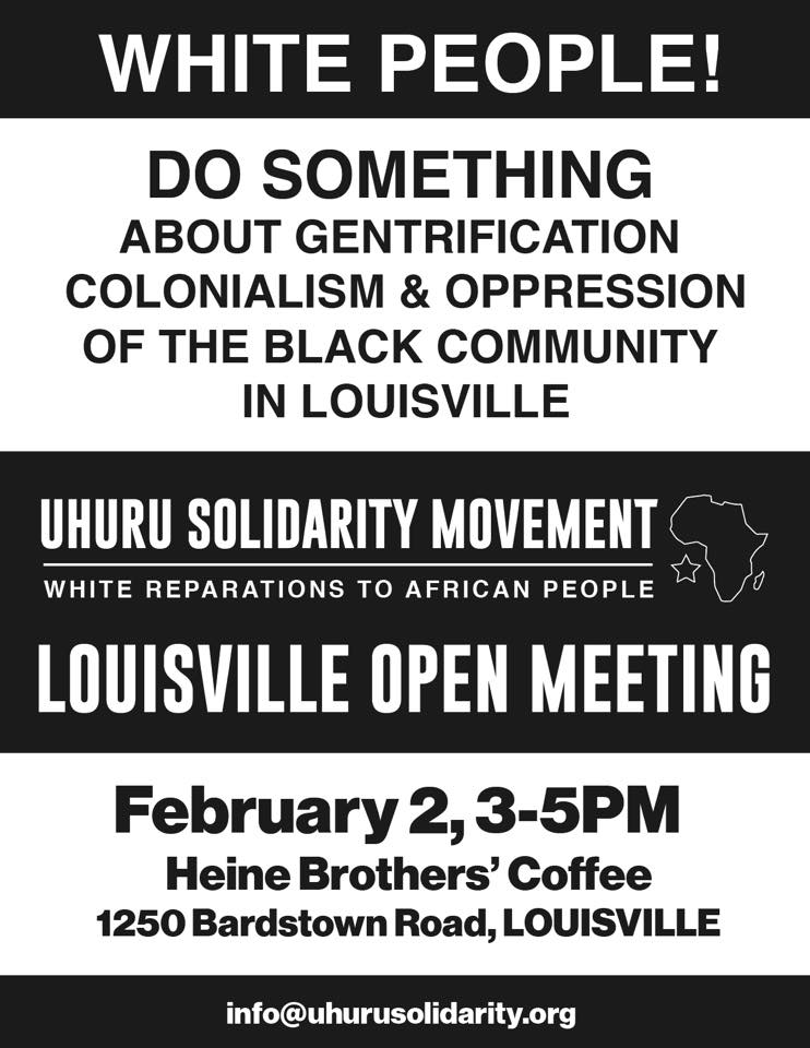 #Louisville #Reparations #UhuruSolidarityMovement #USMLouisville #whitesolidaritywithBlackPower #USM #UnityThroughReparations