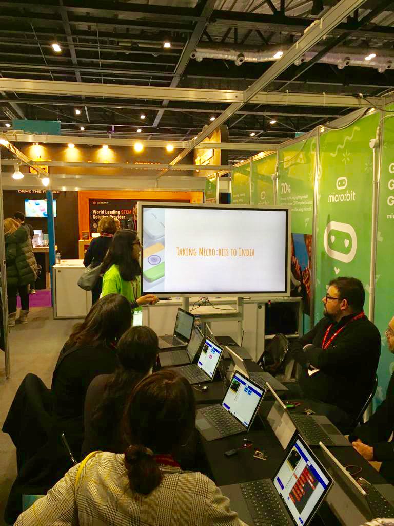 Nishka was at the Microbit stall with her WhackAMole game and then gave a talk about her workshops in India and ran a workshop. It was super to meet amazing Twitterverse people, and of course old pals from the coding community. Exhausted but happy! @microbit_edu #Bett2019