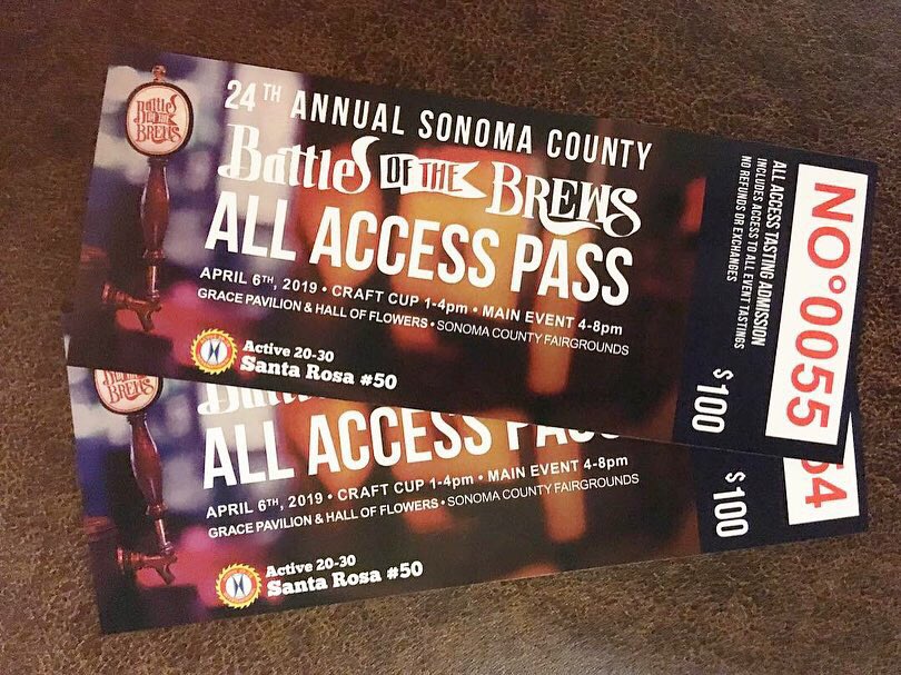 Tickets are in! You can get Battle of the Brews tickets from members of <a href="/Active2030SR/">Active 20-30 of Santa Rosa #50</a> #50 or purchase them online at BattleoftheBrews.com. #beer