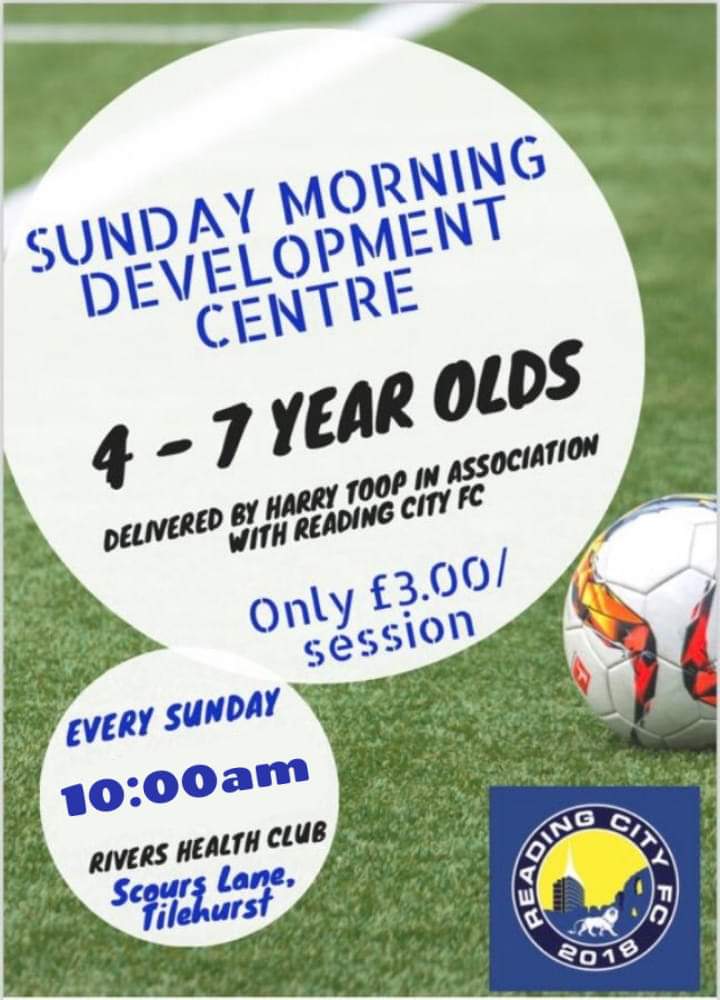 RCityAcademy's tweet image. SUNDAY MORNING DEVELOPMENT CENTRE | @ReadingCityFC tomorrow morning in the Prozone, Scours Lane.

An excellent introduction in to football delivered by @HarryToop