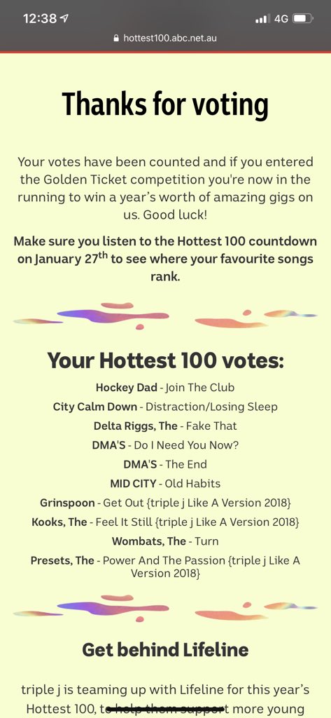 dale3108's tweet photo. Keen for @triplej hottest 100 today. Let’s go @dmasmusic @thewombats @hockeydadband @Grinspoon @thekooksmusic @ThePresets https://t.co/s3DeX6FJO7