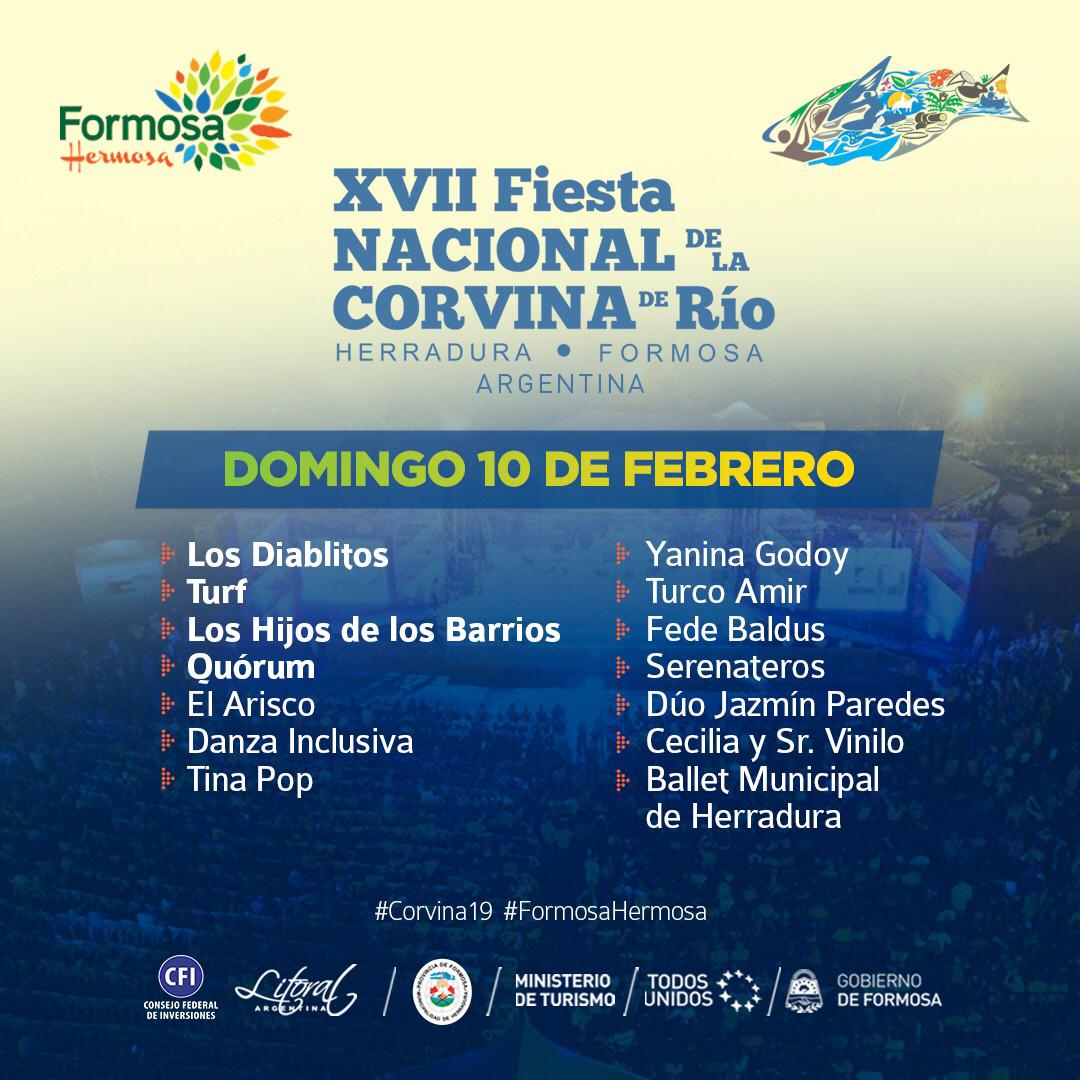 FNC2017Oficial's tweet photo. ¿Con quiénes vas a ir a la XVII Fiesta Nacional de la Corvina de Río?
👉 Compartimos la grilla de espectáculos musicales gratuitos para que te vayas preparando!
Vení a #Herradura, ¡te va a sorprender!
#FormosaHermosa #Corvina19 https://t.co/vgi3LdA4nU