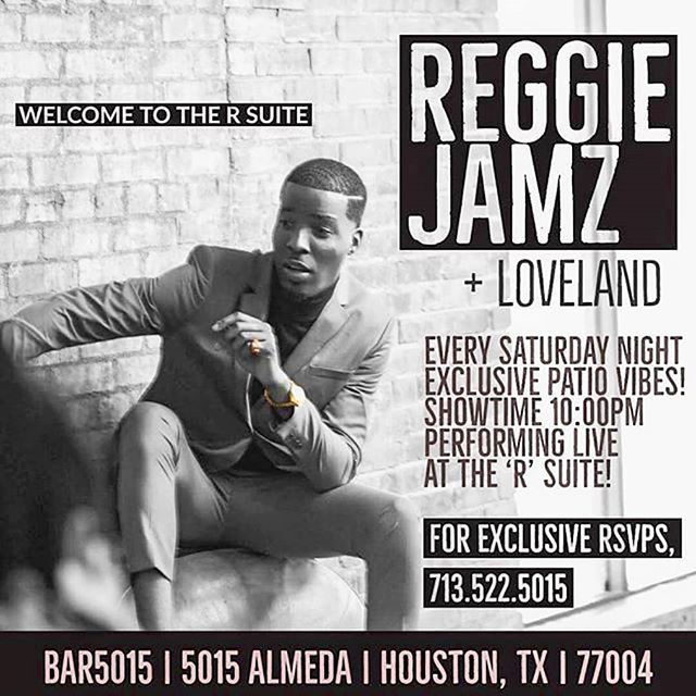 #Repost <a href="/bar5015/">Bar 5015</a> with ・・・ ISSA VIBE!
•
LIVE MUSIC ENTERTAINMENT!
Saturday's Exclusive Live Music Entertainment
Eargasms: <a href="/Reggiejamz/">Reggie Jamz</a> +LOVELAND
Showtime: 10pm
Doors Open: 5pm
HOOKAH: 7pm <a href="/bonbon_hookah/">Bon Bon</a> 
Join Us in The R Suite
.
No Cover, Free Parking
… bit.ly/2Rifeik