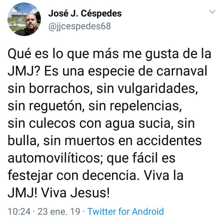 JCTapiaLMB's tweet photo. Que buena descripción de la JMJ. Felicitaciones José. https://t.co/08koR64ulm