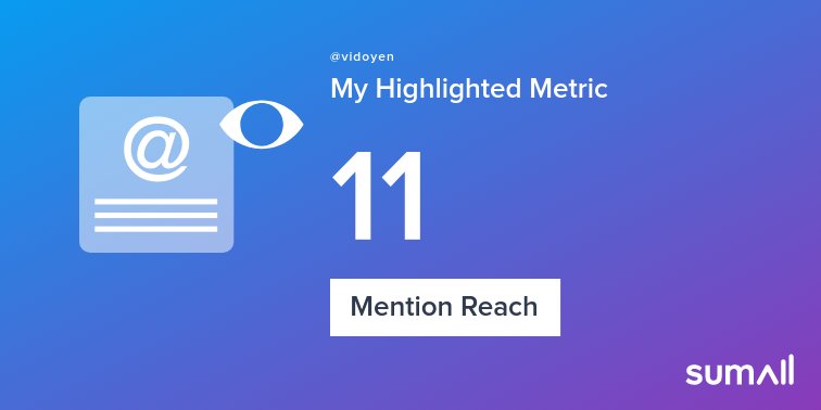 vidoyen's tweet photo. My week on Twitter 🎉: 1 Mention, 11 Mention Reach. See yours with https://t.co/eVmKZveN7D https://t.co/SzM9u4vd51